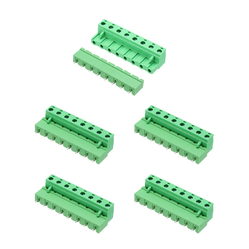 5Sets 8Pin 7.62mm Pitch Screw Terminal Block Connector, Closed‑end Straight Pin
