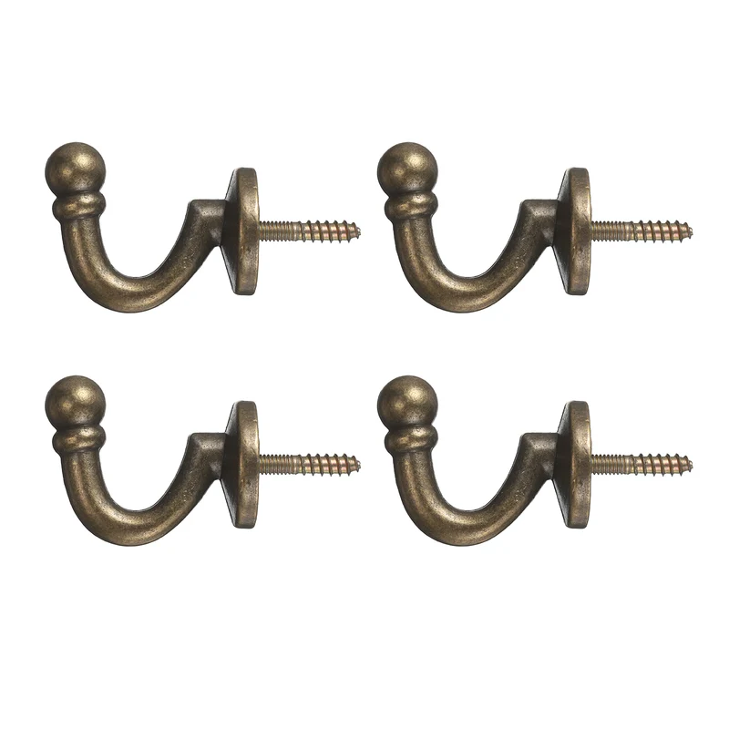 4Pcs Curtain Holdbacks Zinc Alloy Wall Mounted Curtain Tieback Hook, Bronze