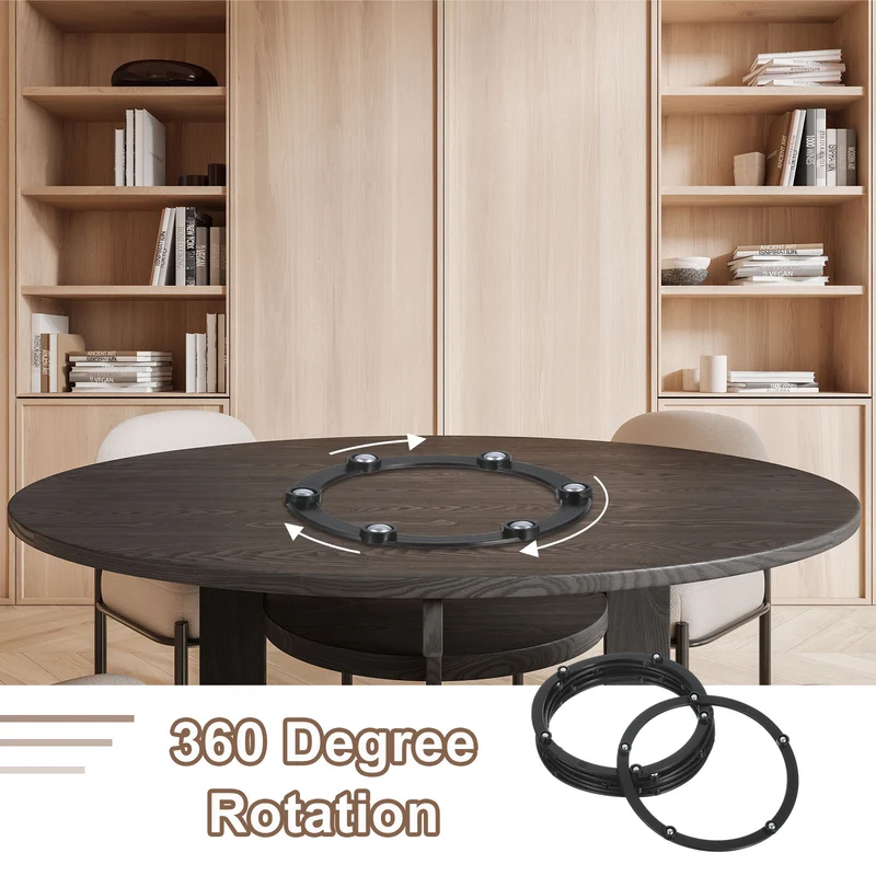 6Pcs 5 Inch Rotating Swivel Stand with Steel Ball Bearings, Lazy Susan Base Turntable Bearing Plate Round Table Swivel Base for Home Kitchen, Black, 5 Balls