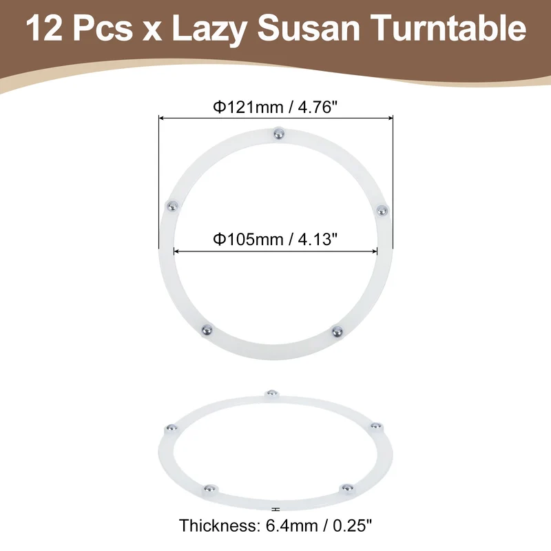 12Pcs 5 Inch Rotating Swivel Stand with Steel Ball Bearings, White, 5 Balls