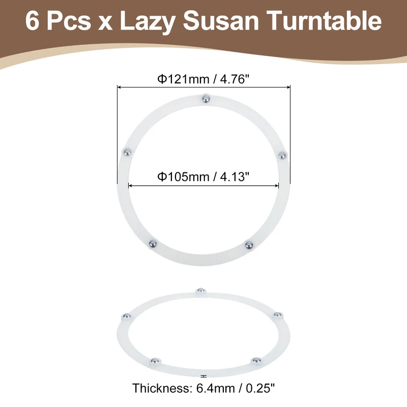 6Pcs 5 Inch Rotating Swivel Stand with Steel Ball Bearings, White, 5 Balls