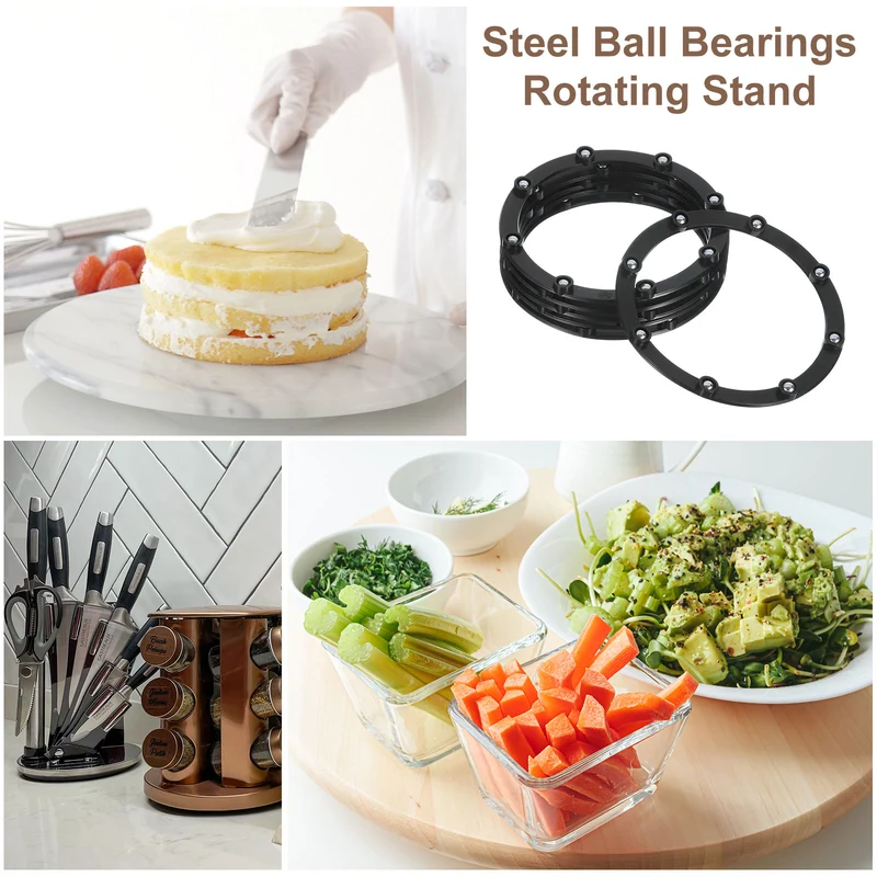 6Pcs 4 Inch Rotating Swivel Stand with Steel Ball Bearings, Black, 8 Balls