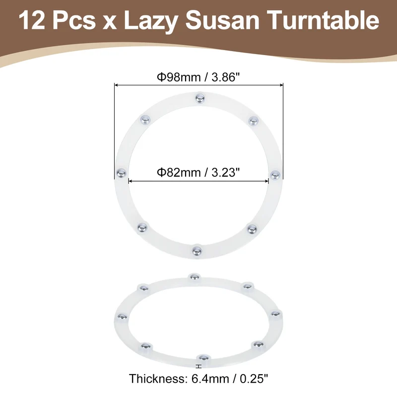 12Pcs 4 Inch Rotating Swivel Stand with Steel Ball Bearings, White, 8 Balls