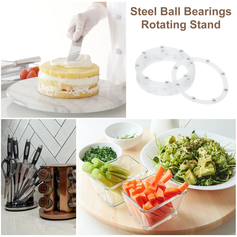 6Pcs 4 Inch Rotating Swivel Stand with Steel Ball Bearings, White, 8 Balls