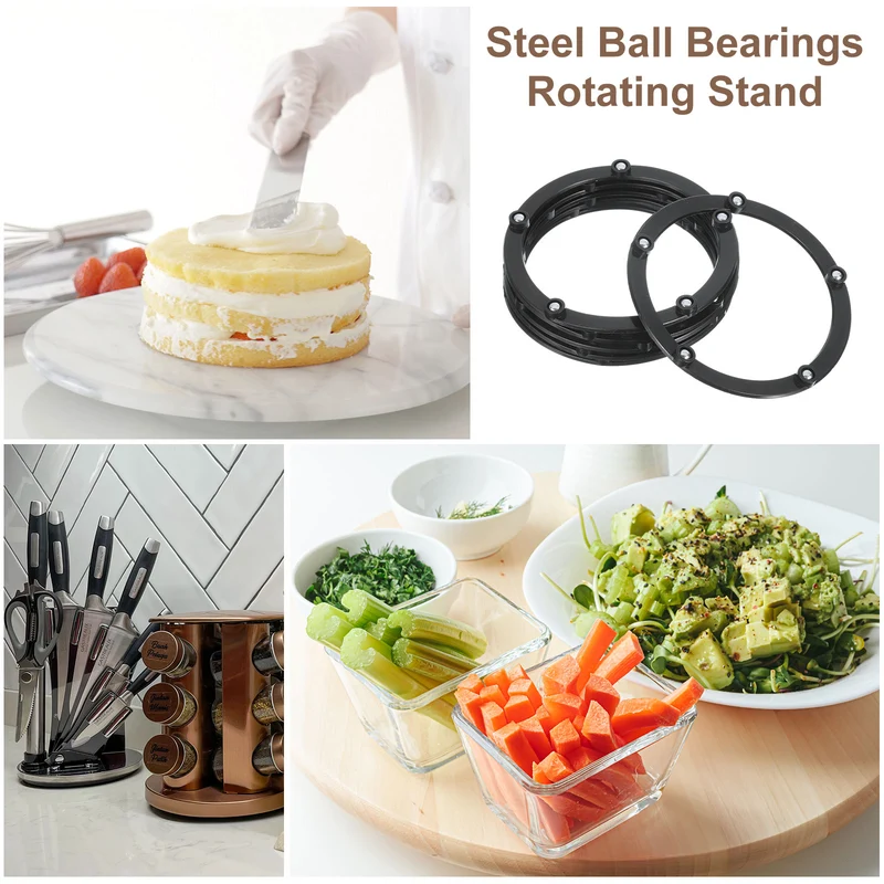 6Pcs 4 Inch Rotating Swivel Stand with Steel Ball Bearings, Black, 5 Balls