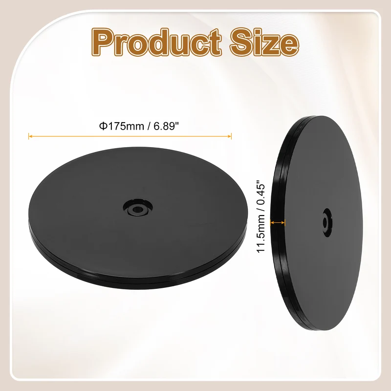 1Pack Acrylic Lazy Susan Turntable, 7" Ball Bearing Rotating Tray, Black