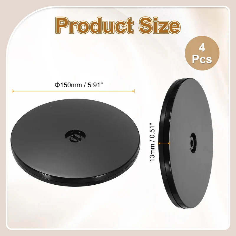 4Pack Acrylic Lazy Susan Turntable 6" Ball Bearing Rotating Tray Black