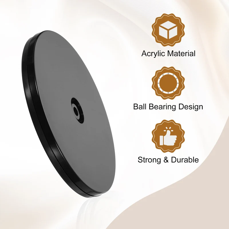 4Pack Acrylic Lazy Susan Turntable 6" Ball Bearing Rotating Tray Black