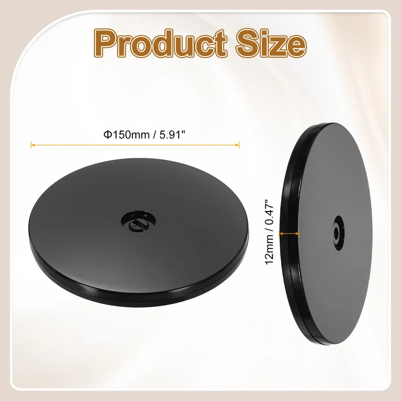 1Pack Acrylic Lazy Susan Turntable, 6" Ball Bearing Rotating Tray, Black