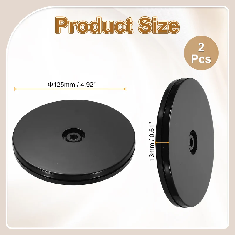 2Pack Acrylic Lazy Susan Turntable, 5" Ball Bearing Rotating Tray, Black