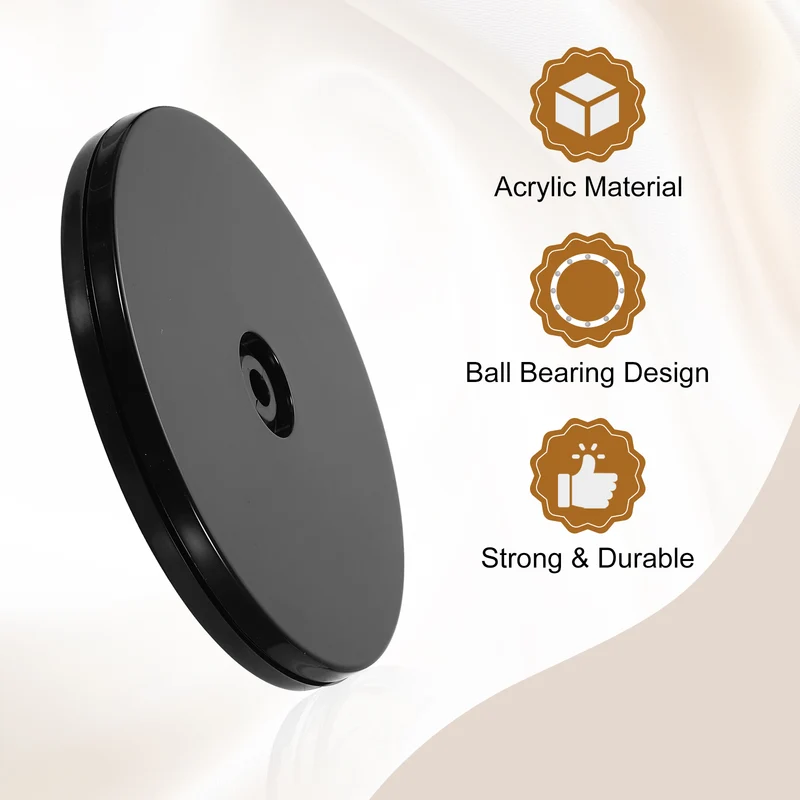 2Pack Acrylic Lazy Susan Turntable, 5" Ball Bearing Rotating Tray, Black