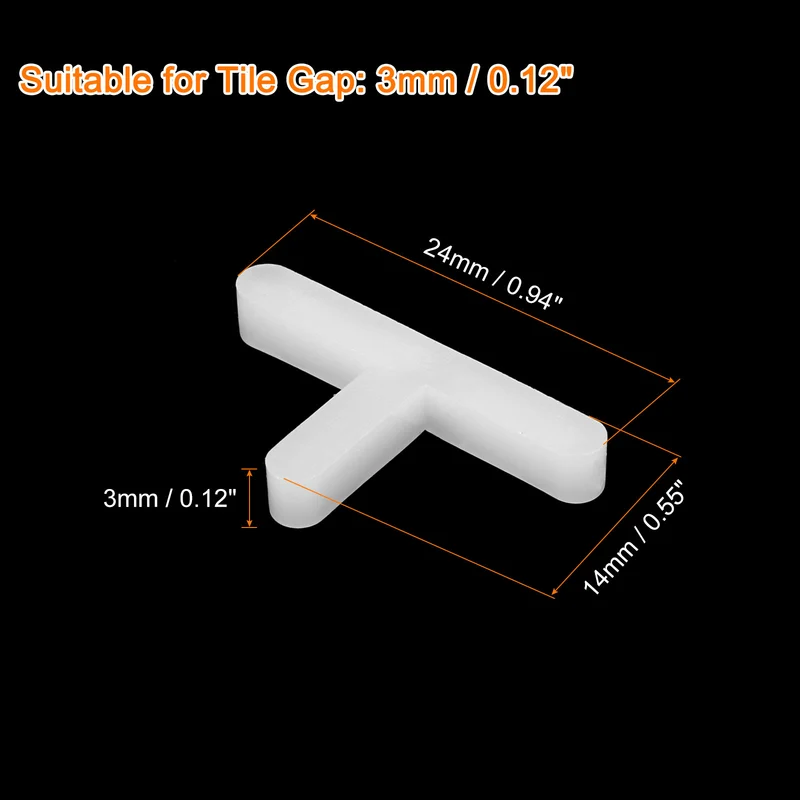 600Pcs Wall Floor Tile Plastic T-Shape Spacers Tiling Tools 3mm 1/8" White