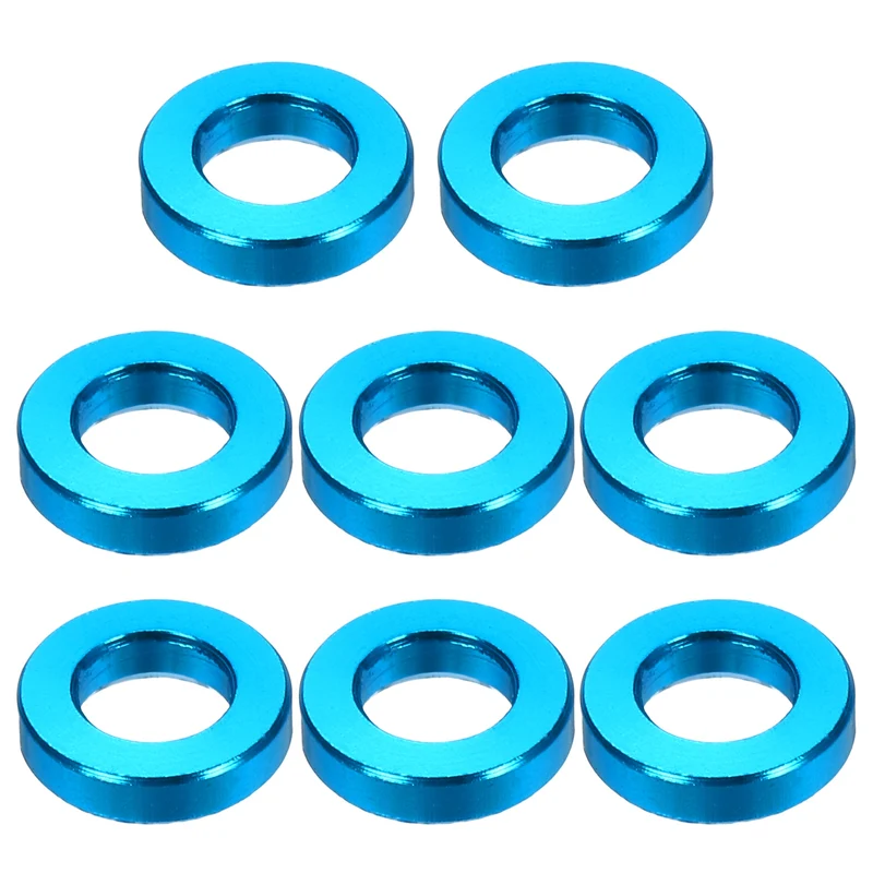 8Pcs Aluminum RC Shock Absorber Spacers, M3x6x1.5mm(IDxODxT) Light Blue