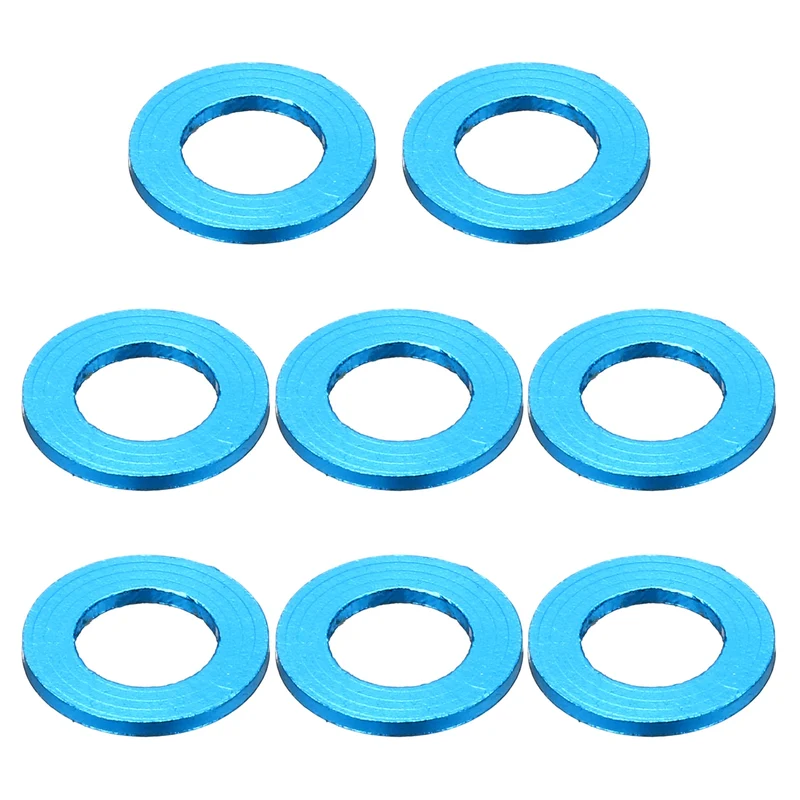 8Pcs Aluminum RC Shock Absorber Spacers, M3x6x0.5mm(IDxODxT) Light Blue