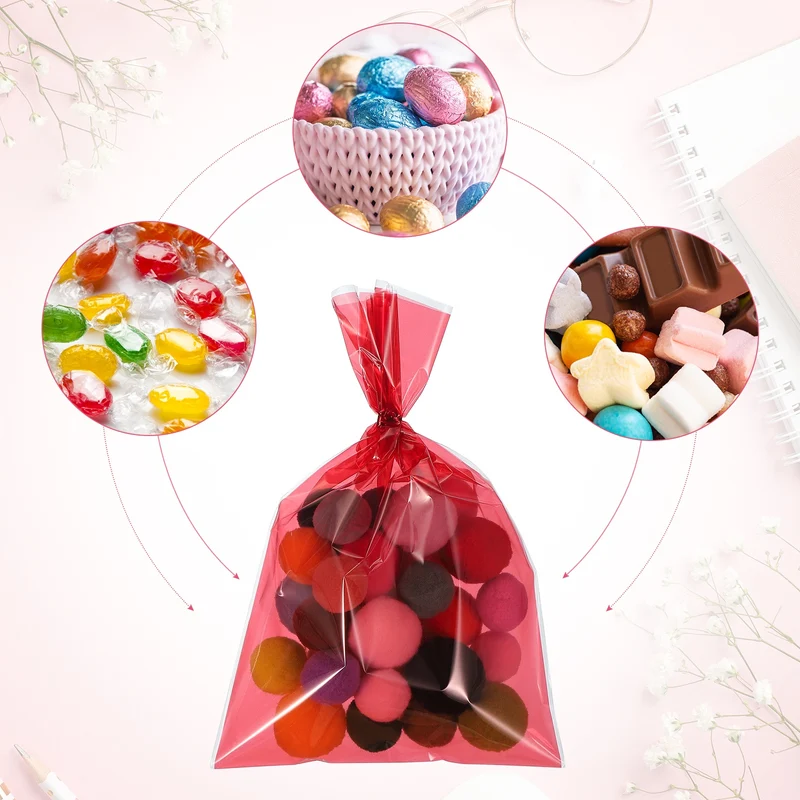 Treat Bags 50 Pcs 9x6 Inch Candy Gift Bags with Twist Ties Purple