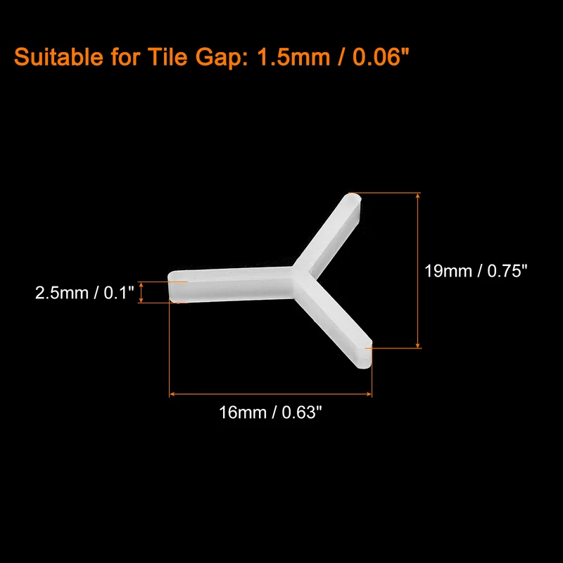 200Pcs Wall Floor Tile Plastic Y Type Spacers Tiling Tools 1.5mm 1/16 Inch White