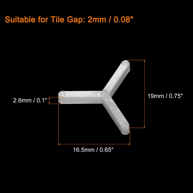 500Pcs Wall Floor Tile Plastic Y Type Spacers Tiling Tools 2mm 5/64 Inch White