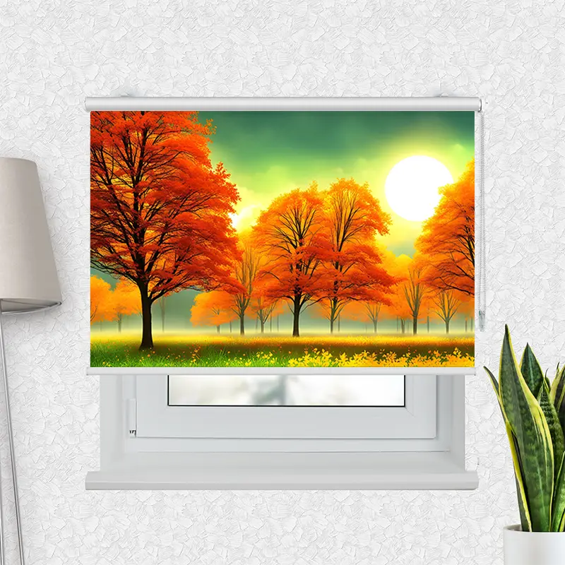 Klemmfix Rollo "Herbstwald Sonnenschein" | Motiv-Klemmrollo