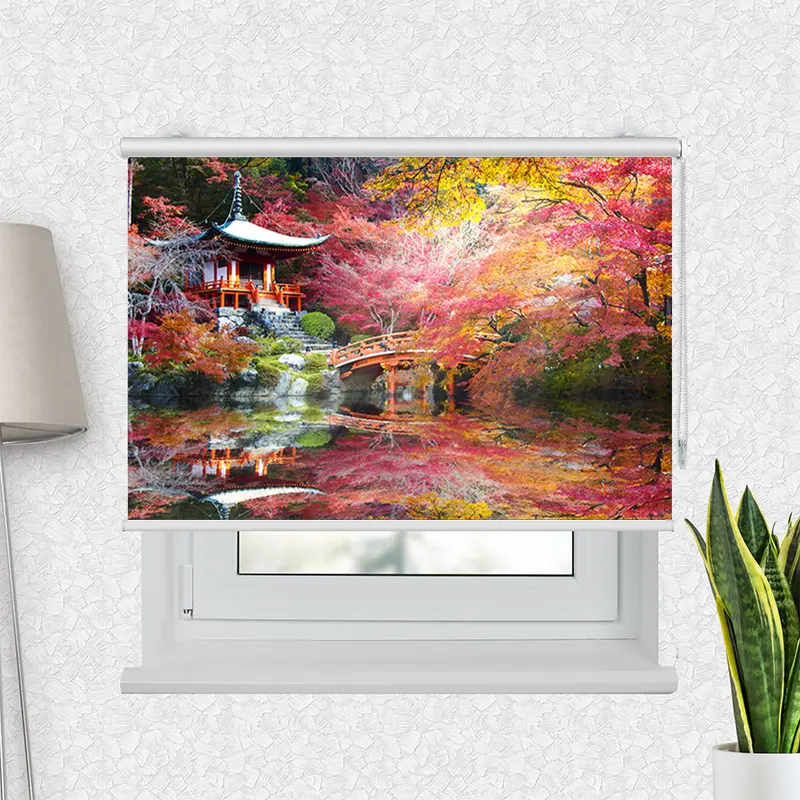 Klemmfix Rollo "Asiatischer Garten Im Herbst" | Motiv-Klemmrollo
