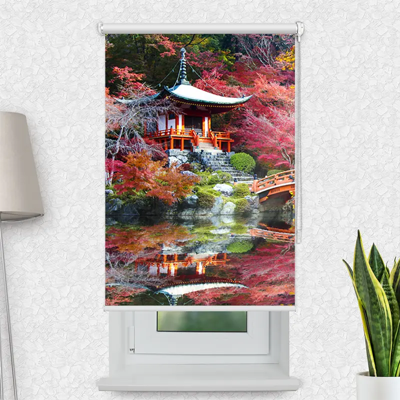 Klemmfix Rollo "Asiatischer Garten Im Herbst" | Motiv-Klemmrollo