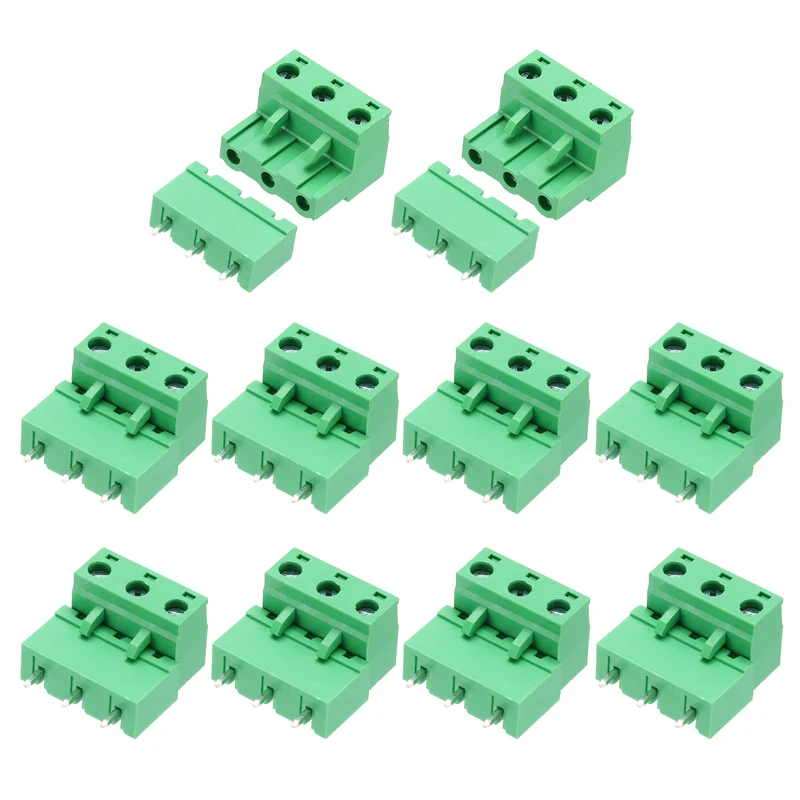10Sets 3Pin 7.62mm Pitch Screw Terminal Block Connector, Closed‑end Straight Pin
