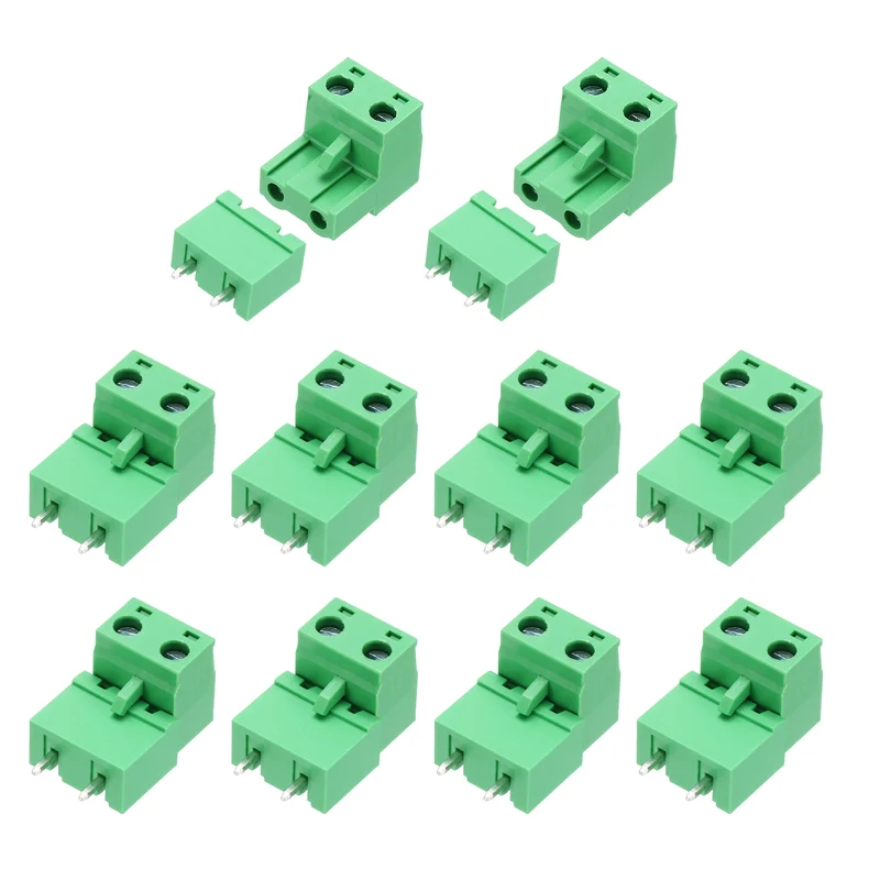 10Sets 2Pin 7.62mm Pitch Screw Terminal Block Connector, Closed‑end Straight Pin
