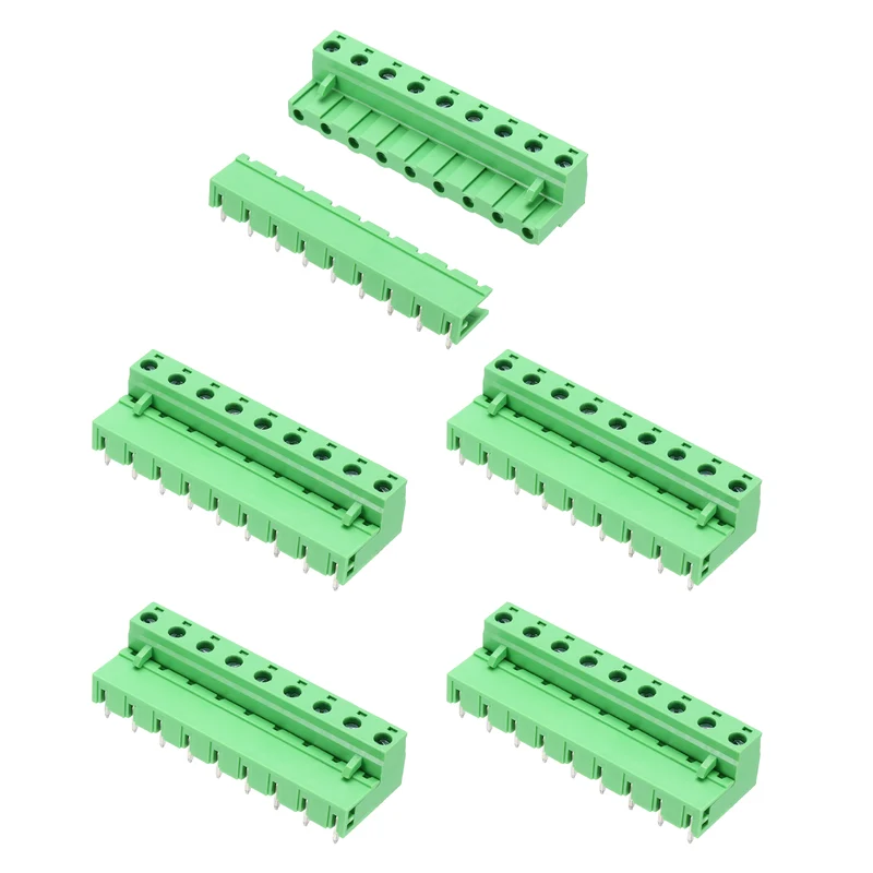 5Sets 9Pin 7.62mm Pitch Screw Terminal Block Connector, Open‑end Bent Pin