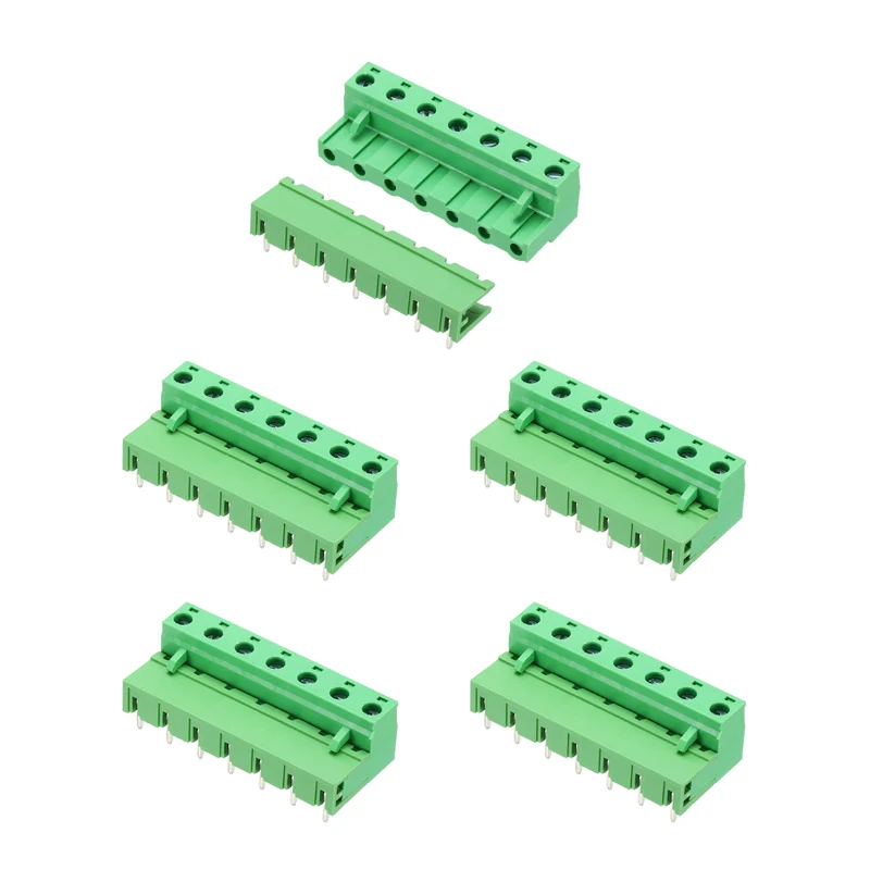 5Sets 7Pin 7.62mm Pitch Screw Terminal Block Connector, Open‑end Bent Pin