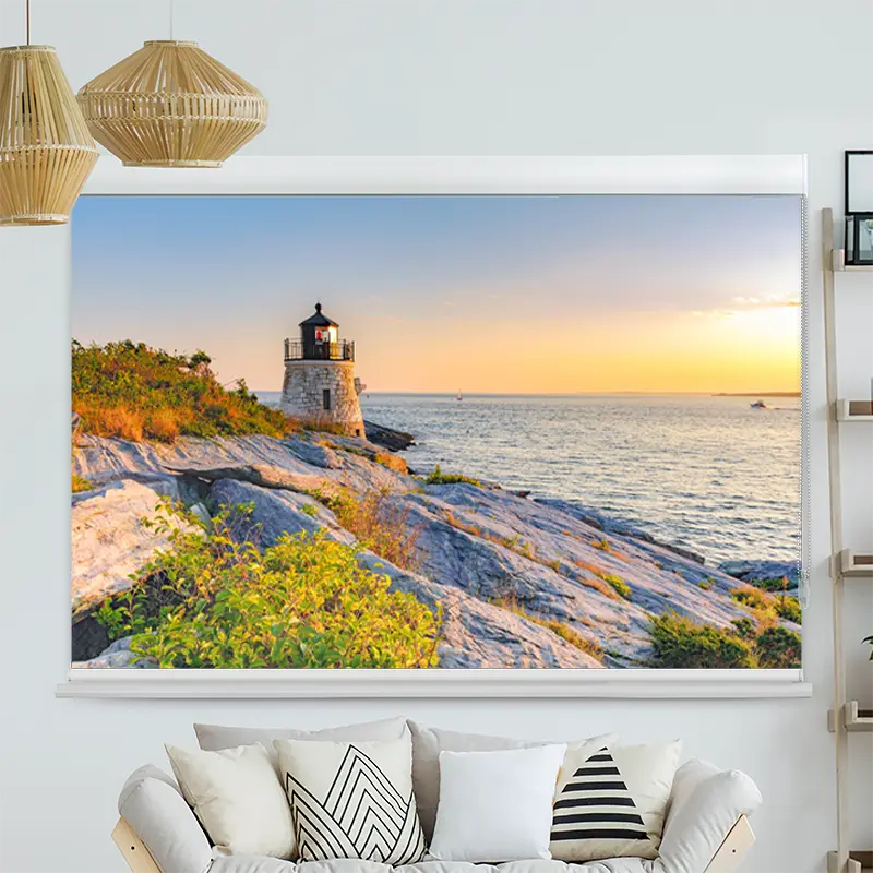 Kassettenrollo Motiv "Rhode Island Leuchtturm" | bis B 420 x H 420 cm