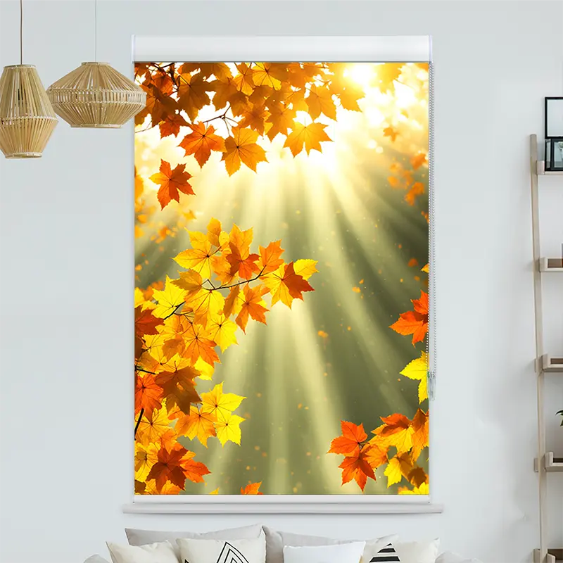 Kassettenrollo Motiv "Herbstblaetter Sonne" | bis B 420 x H 420 cm