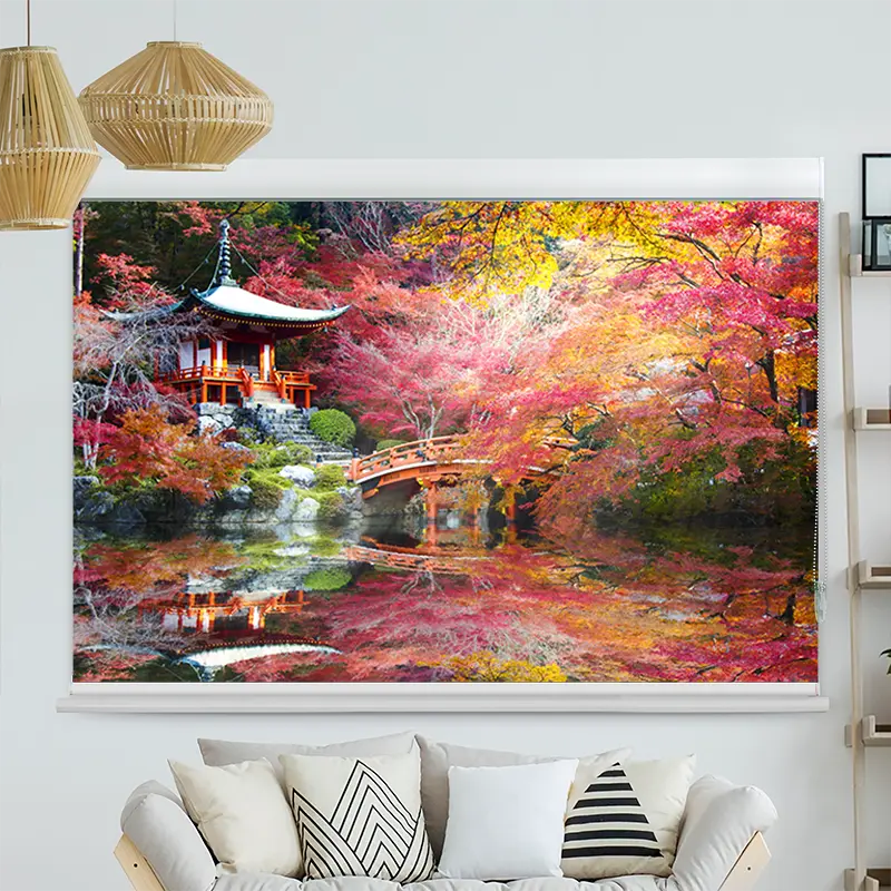 Kassettenrollo Motiv "Asiatischer Garten Im Herbst" | bis B 420 x H 420 cm