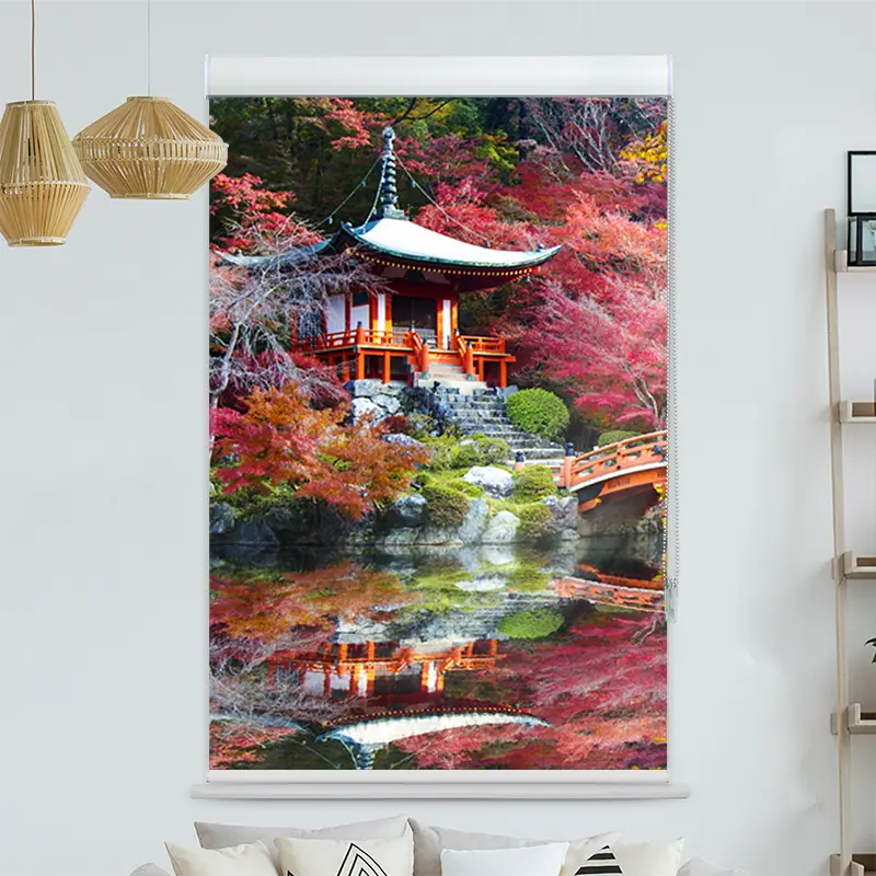 Kassettenrollo Motiv "Asiatischer Garten Im Herbst" | bis B 420 x H 420 cm