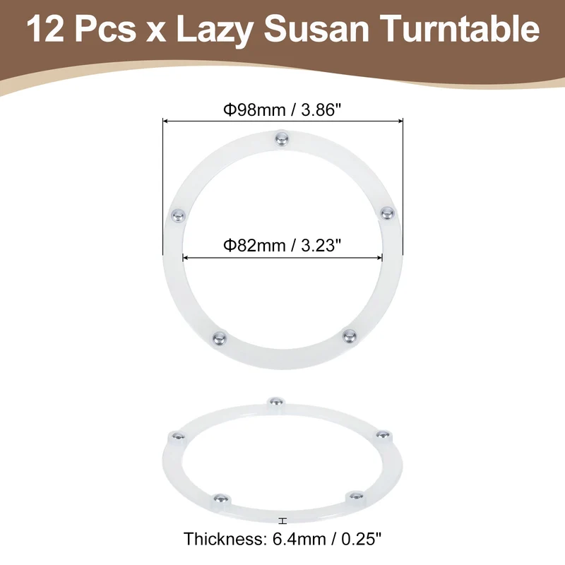 12Pcs 4 Inch Rotating Swivel Stand with Steel Ball Bearings, White, 5 Balls