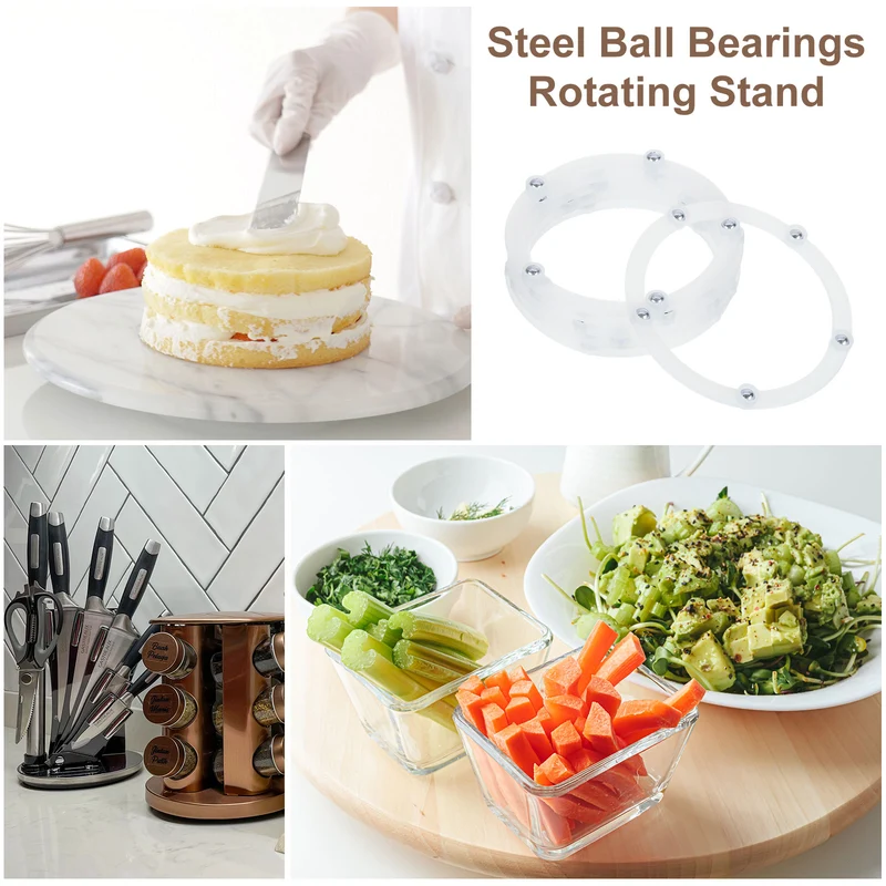 6Pcs 3.5 Inch Rotating Swivel Stand with Steel Ball Bearings, White, 5 Balls