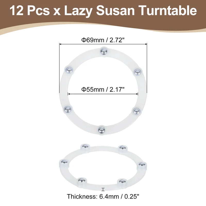 12Pcs 3 Inch Rotating Swivel Stand with Steel Ball Bearings, White, 6 Balls