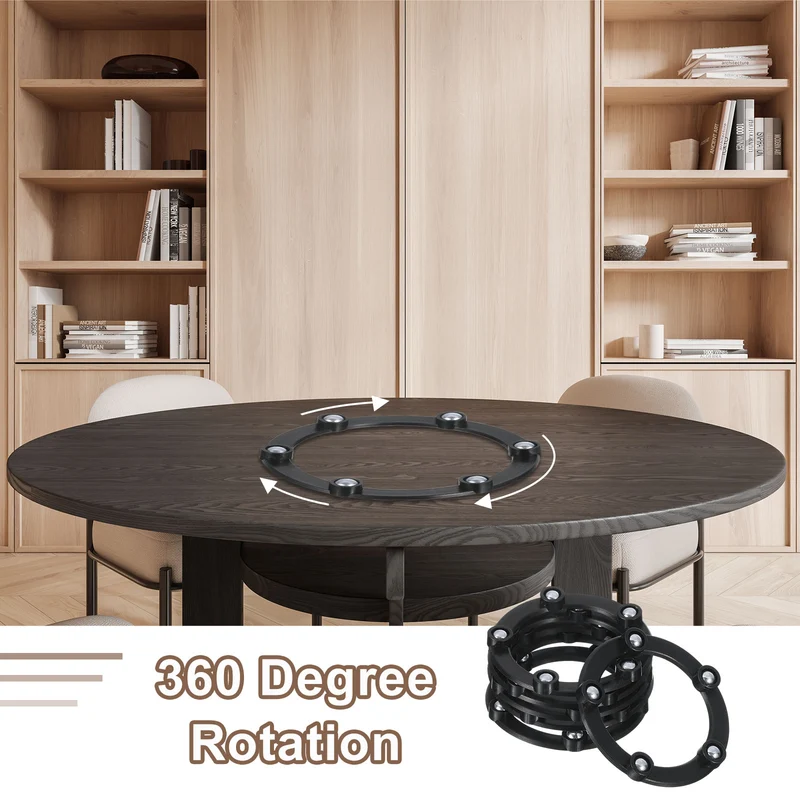 12Pcs 2 Inch Rotating Swivel Stand with Steel Ball Bearings, Lazy Susan Base Turntable Bearing Plate Round Table Swivel Base for Home Kitchen, Black, 5 Balls