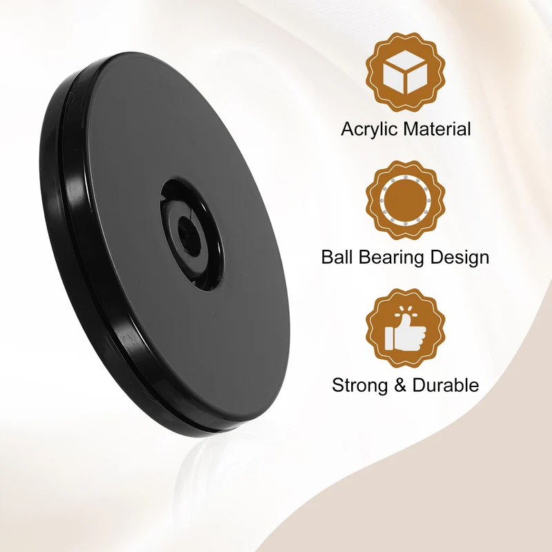 2Pack Acrylic Lazy Susan Turntable 3" Ball Bearing Rotating Tray Black]