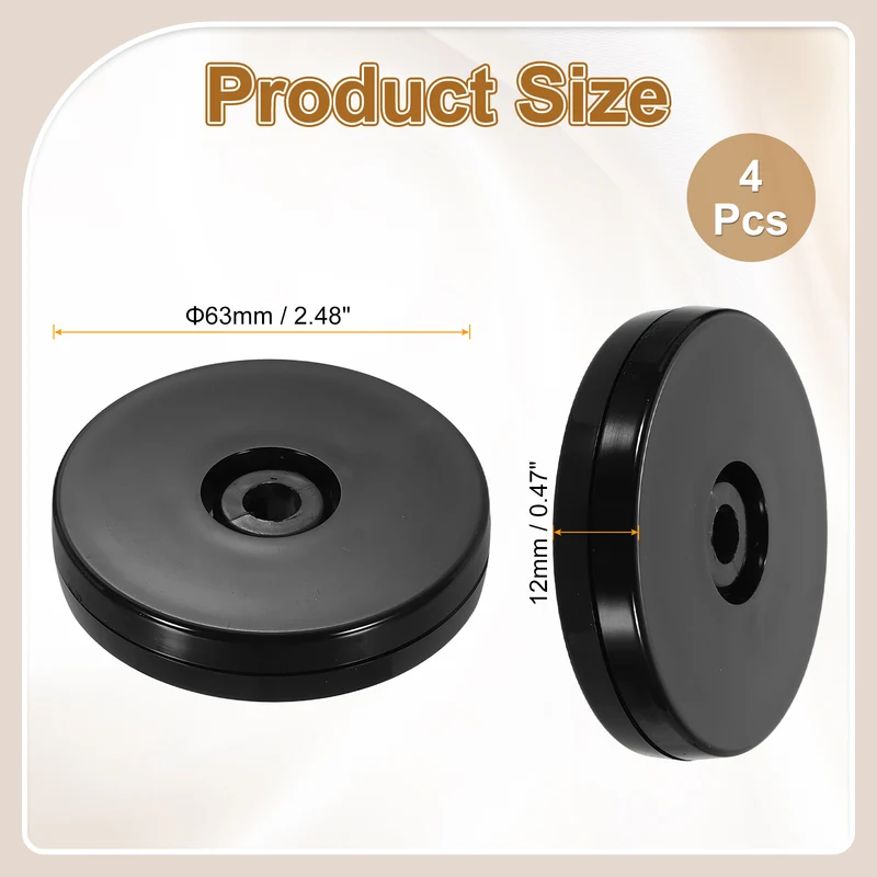 4Pack Acrylic Lazy Susan Turntable, 2.5" Ball Bearing Rotating Tray, Black
