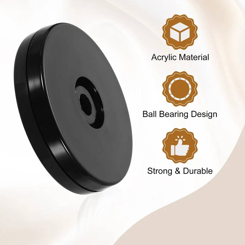4Pack Acrylic Lazy Susan Turntable, 2.5" Ball Bearing Rotating Tray, Black