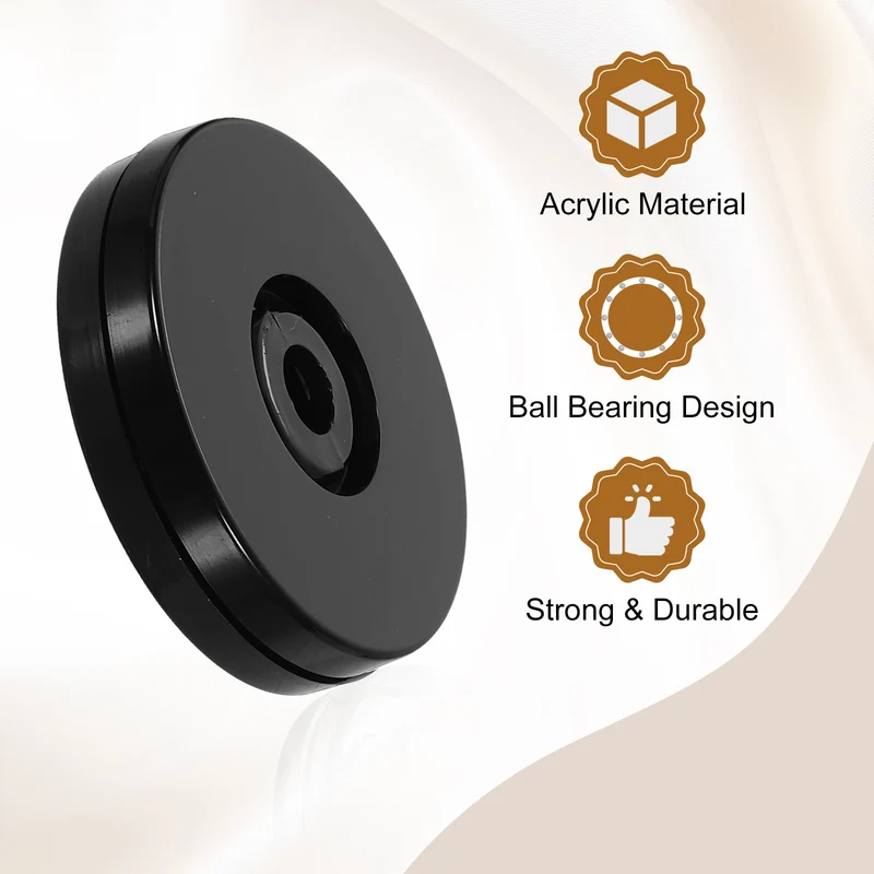 2Pack Acrylic Lazy Susan Turntable 2" Ball Bearing Rotating Tray Black)