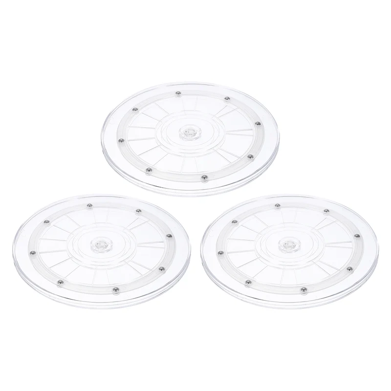 3Pack Acrylic Lazy Susan Turntable, 9" Ball Bearing Rotating Tray, Clear