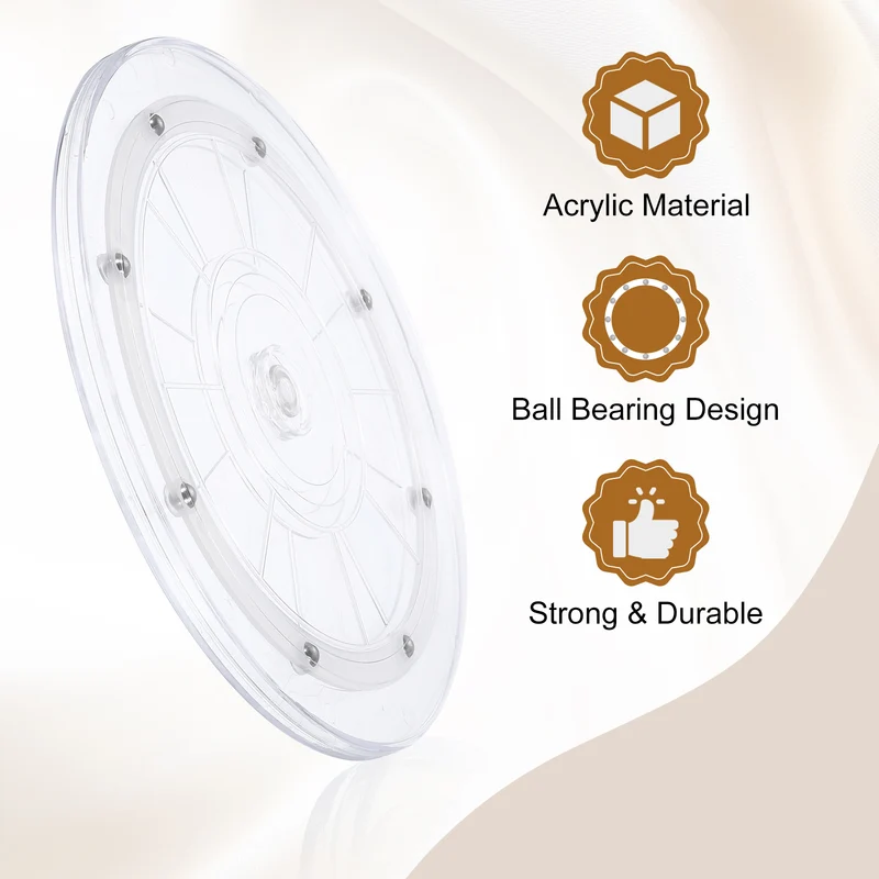 3Pack Acrylic Lazy Susan Turntable, 9" Ball Bearing Rotating Tray, Clear