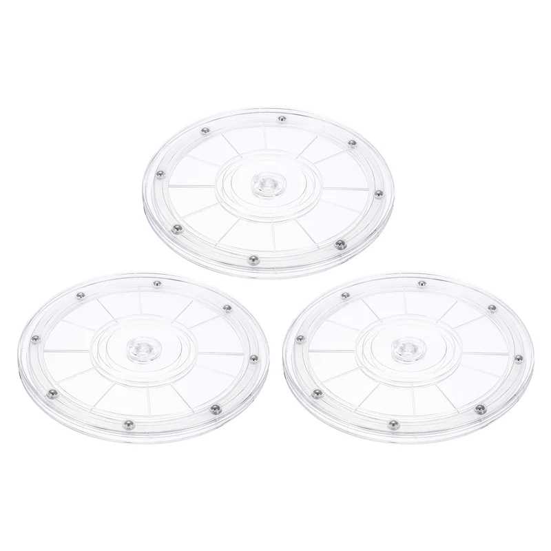 3Pack Acrylic Lazy Susan Turntable, 8" Ball Bearing Rotating Tray, Clear