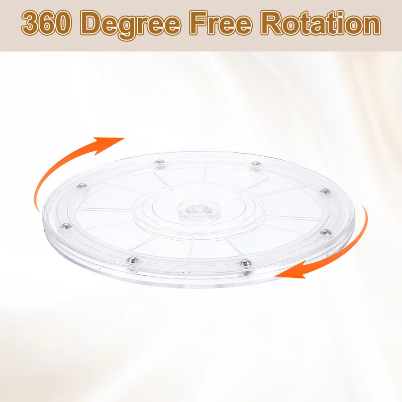 3Pack Acrylic Lazy Susan Turntable, 8" Ball Bearing Rotating Tray, Clear