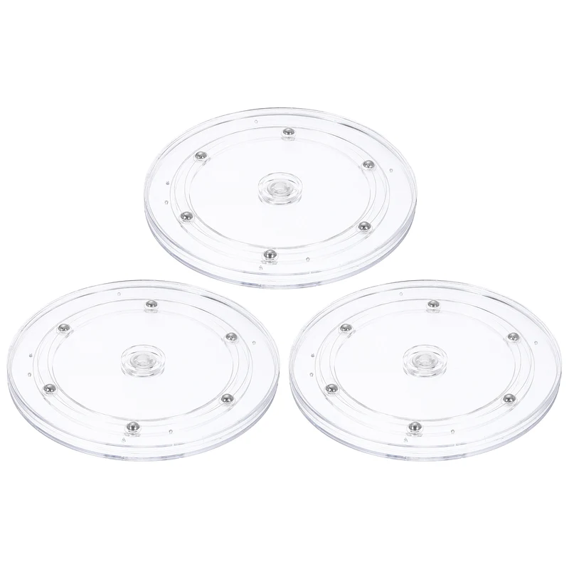 3Pack Acrylic Lazy Susan Turntable, 7" Ball Bearing Rotating Tray, Clear