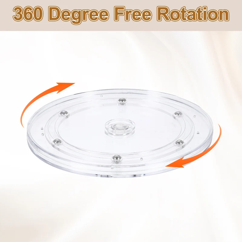3Pack Acrylic Lazy Susan Turntable, 7" Ball Bearing Rotating Tray, Clear