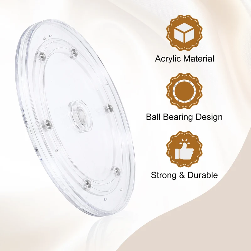 3Pack Acrylic Lazy Susan Turntable, 7" Ball Bearing Rotating Tray, Clear