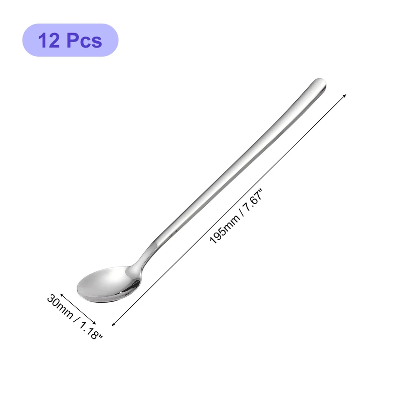 12pcs Silver Stainless Steel Espresso Spoons 7.7 Inches Mini Coffee Spoons