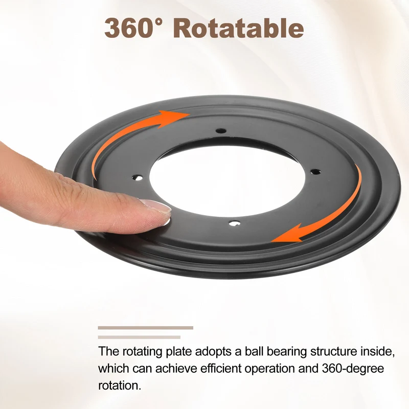 2Pcs 9 Inch Rotating Bearing Plate, Round Swivel Plate Stand, Black