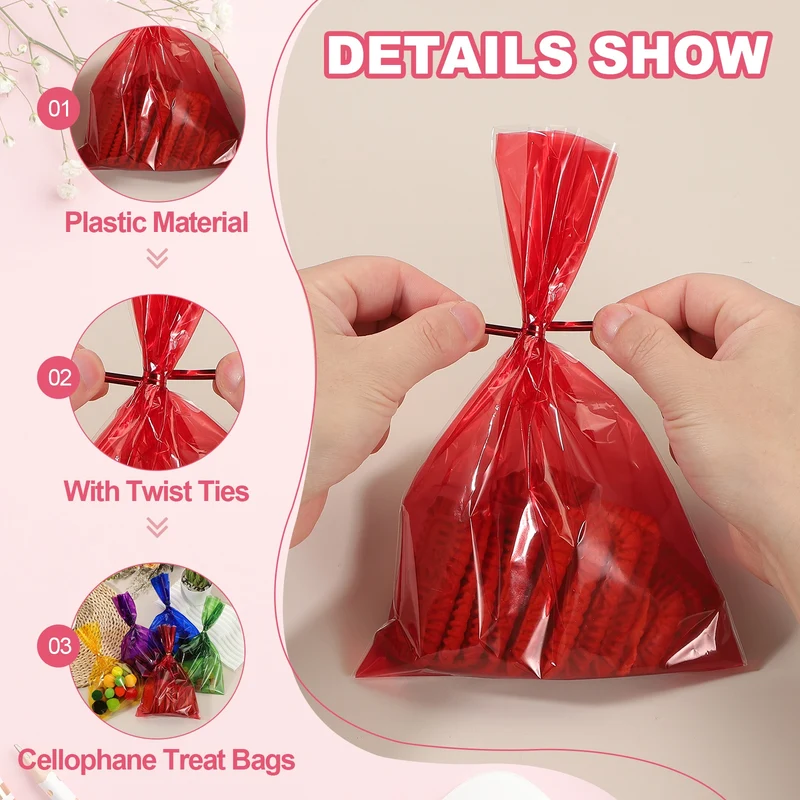 Treat Bags 50 Pcs 9x6 Inch Candy Gift Bags with Twist Ties Yellow